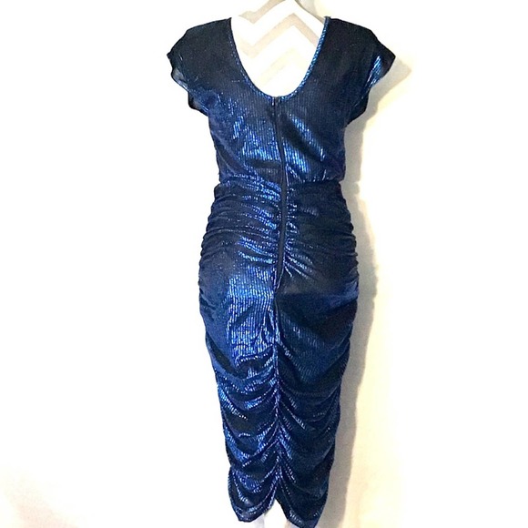 Vintage 70’s Metallic Blue Disco Dress - Picture 3 of 6